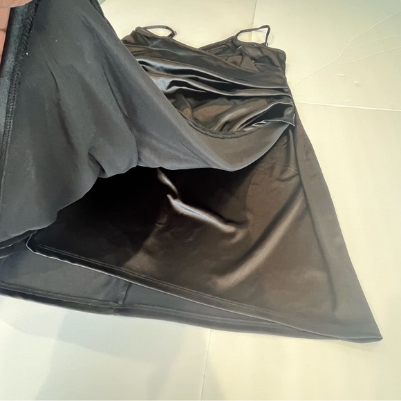 Iris Plus Size LBD Plus Size 3X Black Silk-Like Asymmetrical Spaghetti Straps - Picture 8 of 14